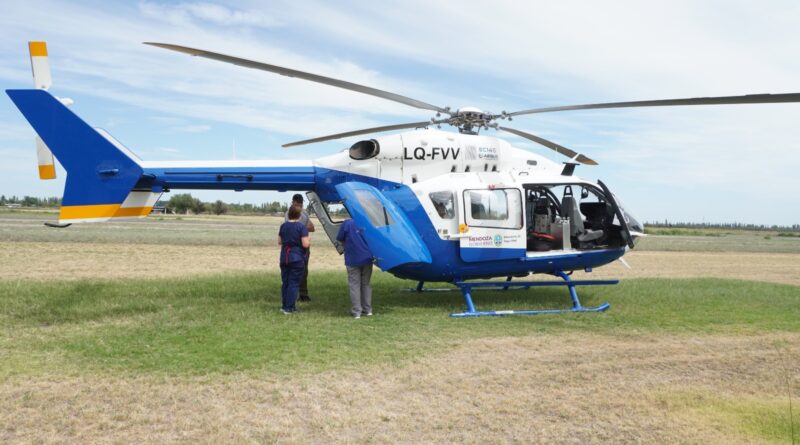 Trasladaron en helicóptero a un paciente con graves quemaduras al hospital Lagomaggiore